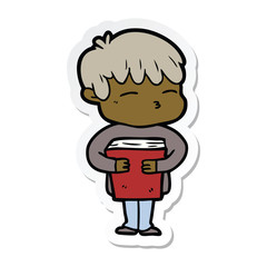 sticker of a cartoon curious boy
