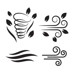 Wind icon set in thin line style - Vector