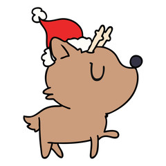 christmas cartoon of kawaii deer