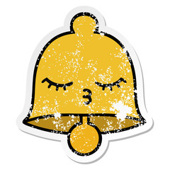 distressed sticker of a cute cartoon bell