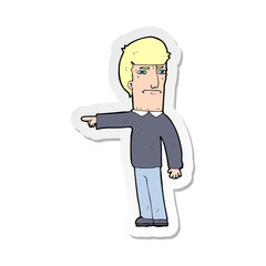 sticker of a cartoon man pointing
