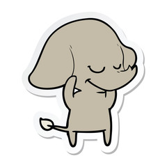 sticker of a cartoon smiling elephant