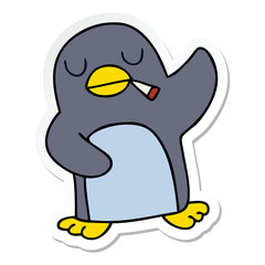 sticker of a quirky hand drawn cartoon penguin