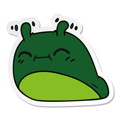 sticker cartoon of a happy kawaii slug