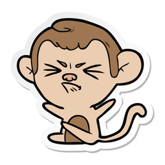sticker of a cartoon angry monkey