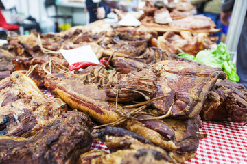 Domestic Traditional Food Smoked Meat At Local Farmers Markets