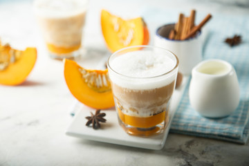 Pumpkin latte with cinnamon