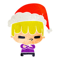 christmas retro cartoon of kawaii boy