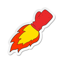 sticker of a cartoon boxing glove flaming punch
