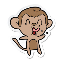 sticker of a crazy cartoon monkey