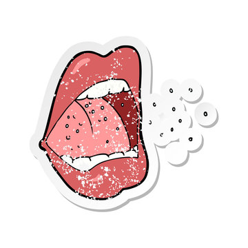 recommend clip art: retro distressed sticker of a cartoon sneezing mouth