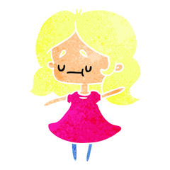 retro cartoon of a cute kawaii girl