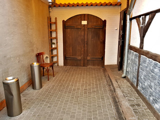 Cozy outdoor smoking room in the bar in a minimalist style