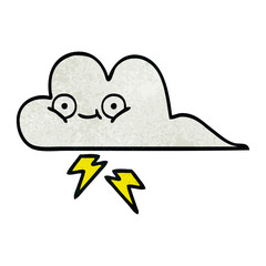 retro grunge texture cartoon thunder cloud