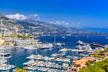 Port with yachts in La Condamine, Monte-Carlo, Monaco, Cote d'Azur, French Riviera