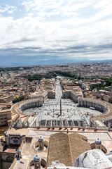 Fototapeta premium St. Peter's Square viewed from the dome on the basilica at Vatican city, Rome, Italy