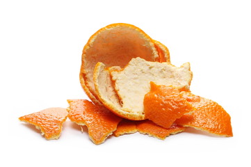 Mandarin orange peels isolated on white background