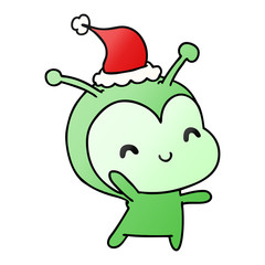 christmas gradient cartoon of kawaii alien