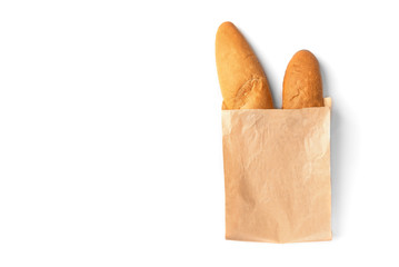 Baguette isolated on white background.