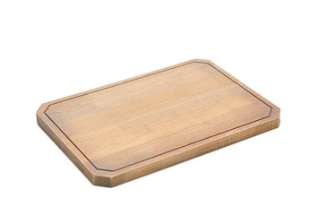 handmade cutting board, unusual shape, made of wood on a white background