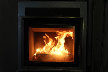 Fire in the fireplace