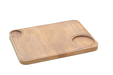 handmade cutting board, unusual shape, made of wood on a white background