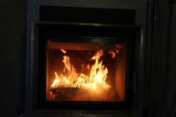 Fire in the fireplace