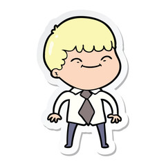 sticker of a cartoon happy boy