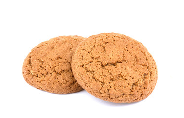 oat cookies on white background