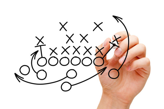 Coach Drawing American Football Playbook Strategy