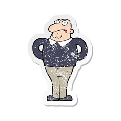 retro distressed sticker of a cartoon worried man