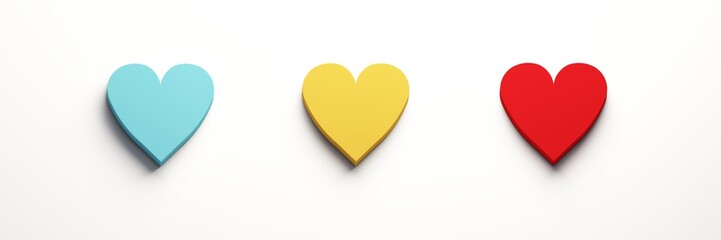 Set of Hearts. 3D Render Illustration