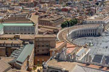 Fototapeta premium St. Peter's Square viewed from the dome on the basilica at Vatican city, Rome, Italy