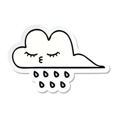 sticker of a cute cartoon rain cloud