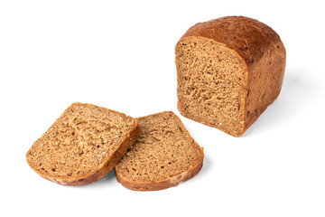 Rye bread isolated on white background.