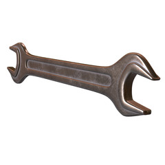 Wrench. Spanner repair tool. Mechanic or engineer instruments. Support service 3d render illustration isolated on white background.