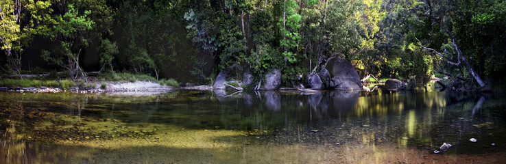 Naklejka na ściany i meble Devil's pool and Babinda Boulders tourist attraction near Cairns, Far North Queensland, Australia