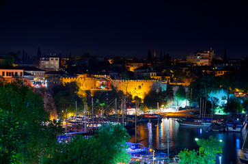 Fototapeta na wymiar Old town Kaleici in Antalya, Turkey at night