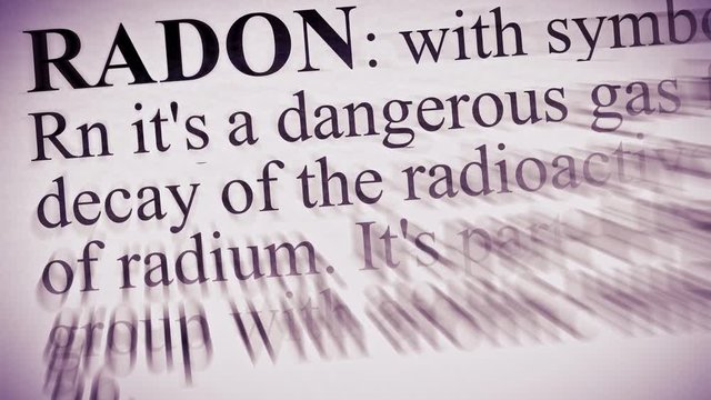 Sequence of conceptual images about the danger radon gas in our homes with cracked brick wall and periodic table of elements