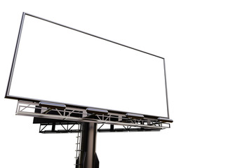 Obraz premium 3D rendering of blank billboard (empty advertisement) isolated on white background - mock up template