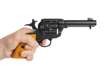 Hand with revolver gun