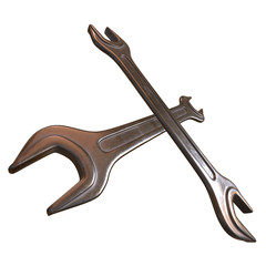 Wrench. Spanner repair tool. Mechanic or engineer instruments. Support service 3d render illustration isolated on white background.