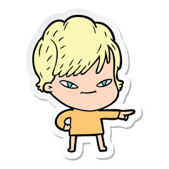 sticker of a cartoon happy woman