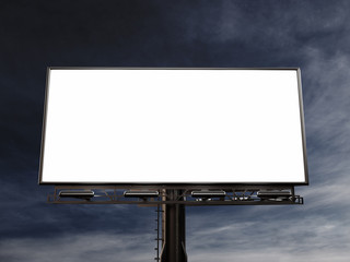 Obraz premium 3D rendering of blank billboard (empty advertisement) with clouds. Empty mockup template