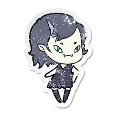 distressed sticker of a cartoon cool vampire girl