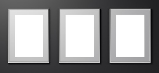 Empty advertising poster (banner) - mockup template on gray background. 3D rendering