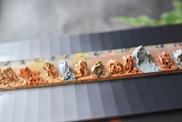 The palette of oil paints for painting