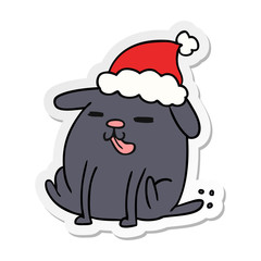 christmas sticker cartoon of kawaii dog