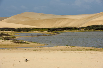 Lagoon on the middle of the dunes at Lencois Maranhenese National Park in Brazil