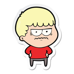 sticker of a cartoon annoyed man